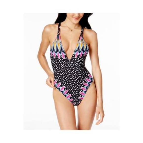 Plunge Macrame Strappy Back Swimsuit - Picture 2 of 7